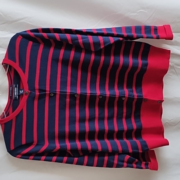 Lands End blue and red striped sweater Large - Picture 1 of 4